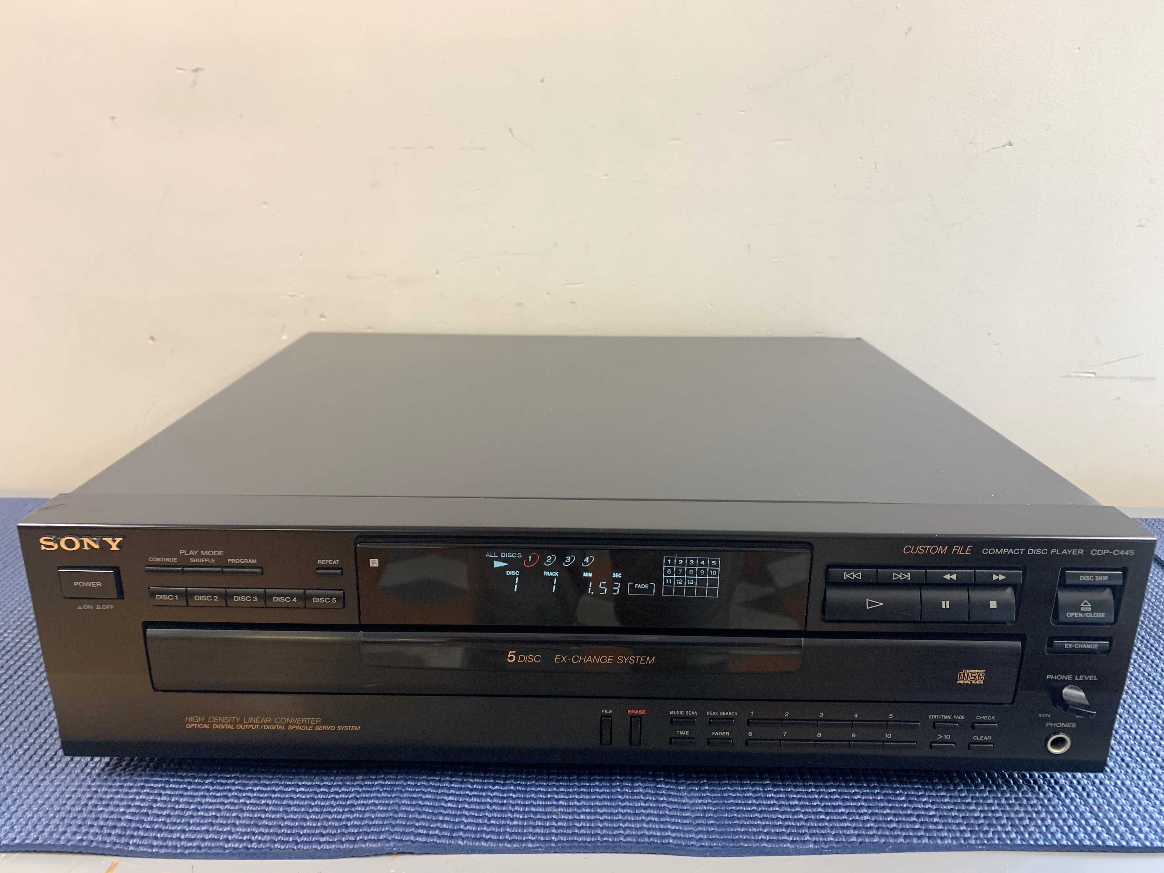 Sony CDP-C445 5-Disc CD Changer *Tested Working* hot Good Condition Player