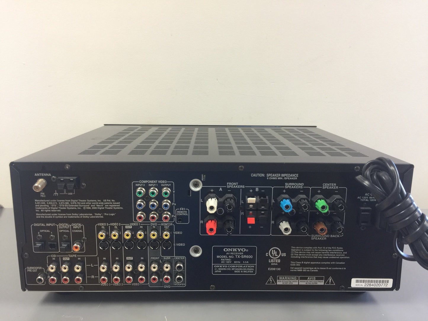 Onkyo TX-SR600 Stereo Receiver * 80W RMS * 2002 * Remote * Box