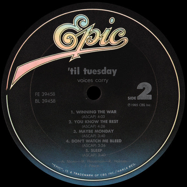 'Til Tuesday : Voices Carry (LP, Album, Pit)