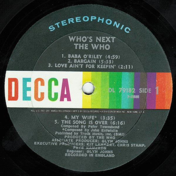 The Who : Who's Next (LP, Album, RP, All)