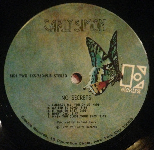 Carly Simon : No Secrets (LP, Album, Ter)