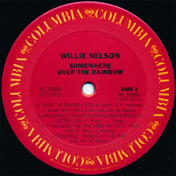 Willie Nelson : Somewhere Over The Rainbow (LP, Album, Pit)