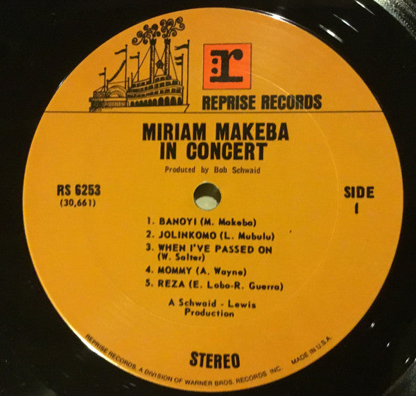 Miriam Makeba : In Concert (LP, Album, RE)