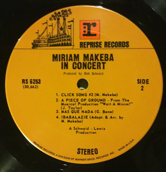 Miriam Makeba : In Concert (LP, Album, RE)