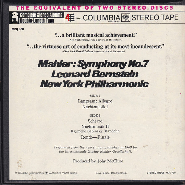 Mahler*, Leonard Bernstein, New York Philharmonic : Symphony No. 7 (Reel, 4tr Stereo, 7" Reel)