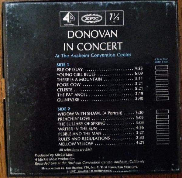 Donovan : Donovan In Concert (Reel, 4tr Stereo, 7" Reel, Album)