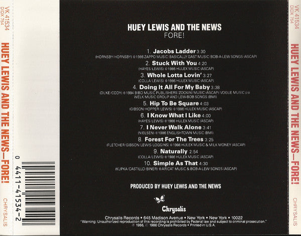 Huey Lewis And The News* : Fore! (CD, Album)