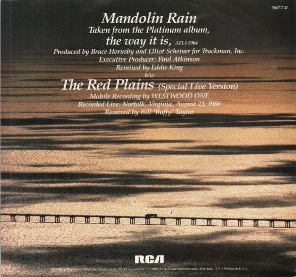 Bruce Hornsby And The Range : Mandolin Rain (7", Single, Styrene)