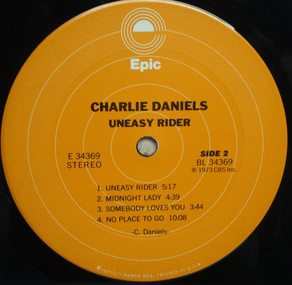 Charlie Daniels : Uneasy Rider (LP, Album, RE, Pit)