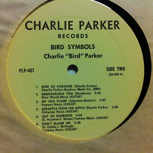 Charlie Parker : "Bird" Symbols (LP, Comp, RE)