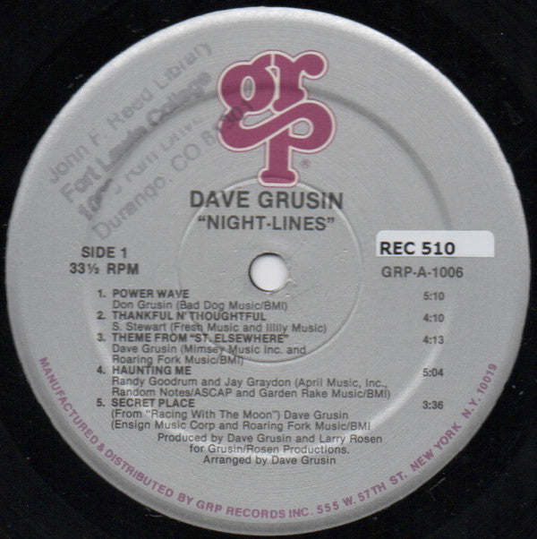 Dave Grusin : Night-Lines (LP, Album, Hau)