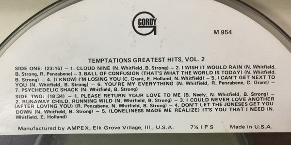 Temptations* : Greatest Hits II (Reel, 4tr Stereo, 7" Reel, Comp)