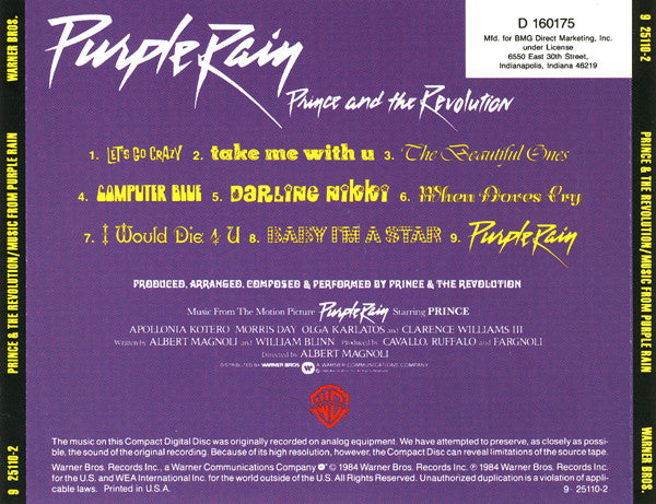 Prince And The Revolution : Purple Rain (CD, Album, Club, RE, BMG)