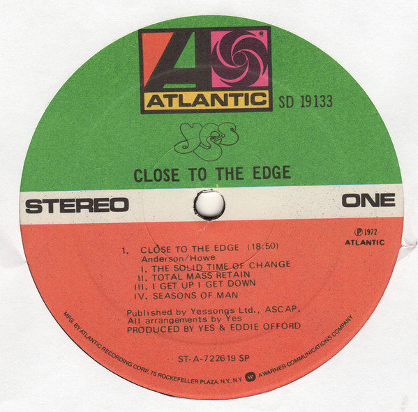 Yes : Close To The Edge (LP, Album, RE, SP )