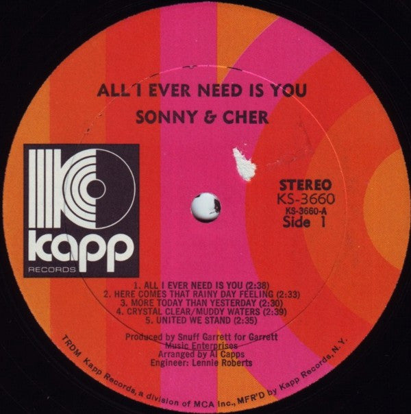 Sonny & Cher : All I Ever Need Is You (LP, Album, RE, All)