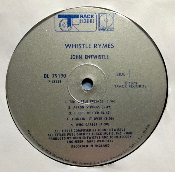 John Entwistle : Whistle Rymes (LP, Album, Glo)