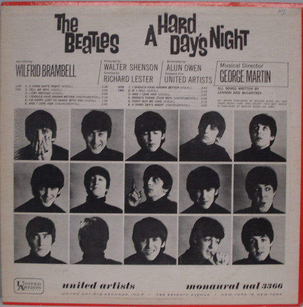 The Beatles : A Hard Day's Night (Original Motion Picture Sound Track) (LP, Album, Mono, Pit)