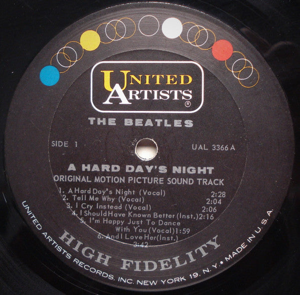 The Beatles : A Hard Day's Night (Original Motion Picture Sound Track) (LP, Album, Mono, Pit)