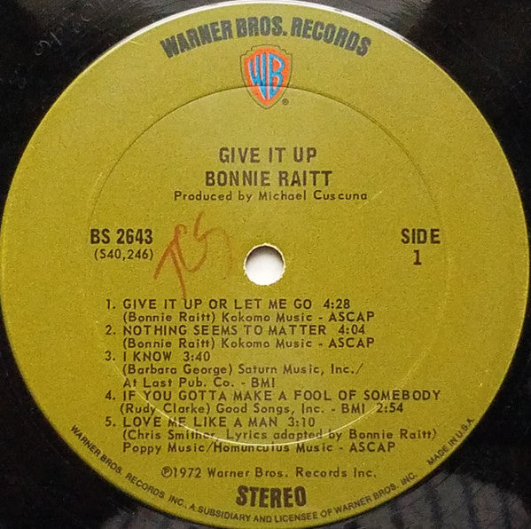 Bonnie Raitt : Give It Up (LP, Album, Pit)