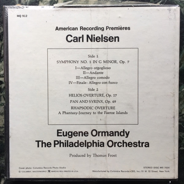 Eugene Ormandy, The Philadelphia Orchestra, Carl Nielsen : Symphony No. 1 in G Minor, Op. 7 (Reel, 4tr Stereo, 7" Reel, Album)