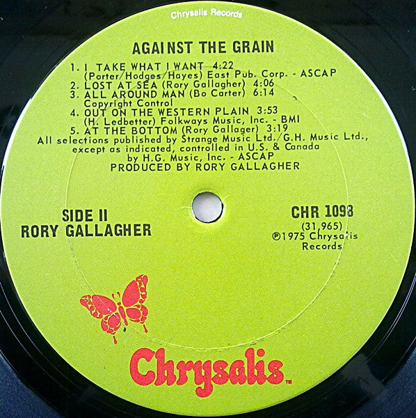 Rory Gallagher : Against The Grain (LP, Album, Pit)