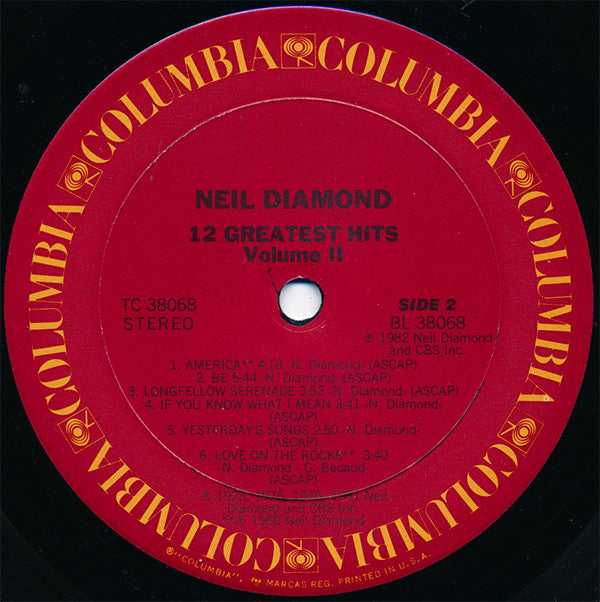 Neil Diamond : 12 Greatest Hits, Vol. II (LP, Comp, Pit)