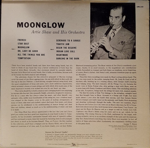 Artie Shaw And His Orchestra : Moonglow (LP, Comp, Mono, Ind)