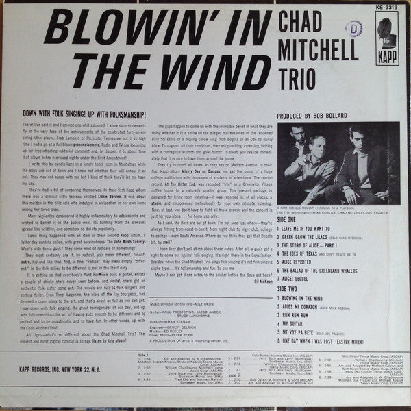 Chad Mitchell Trio* : Blowin' In The Wind (LP, Album, All)