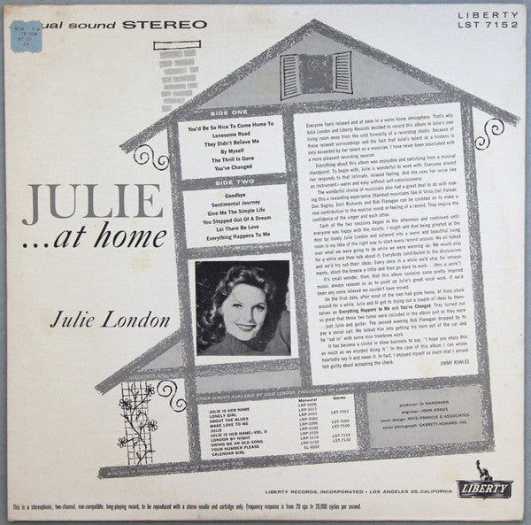 Julie London : Julie...At Home (LP, Album, Ind)