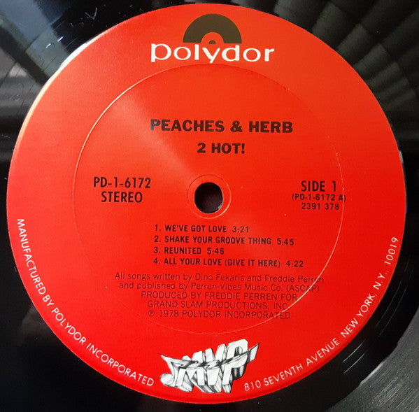 Peaches & Herb : 2 Hot! (LP, Album, Pit)