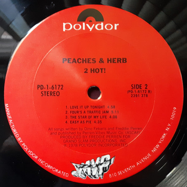 Peaches & Herb : 2 Hot! (LP, Album, Pit)