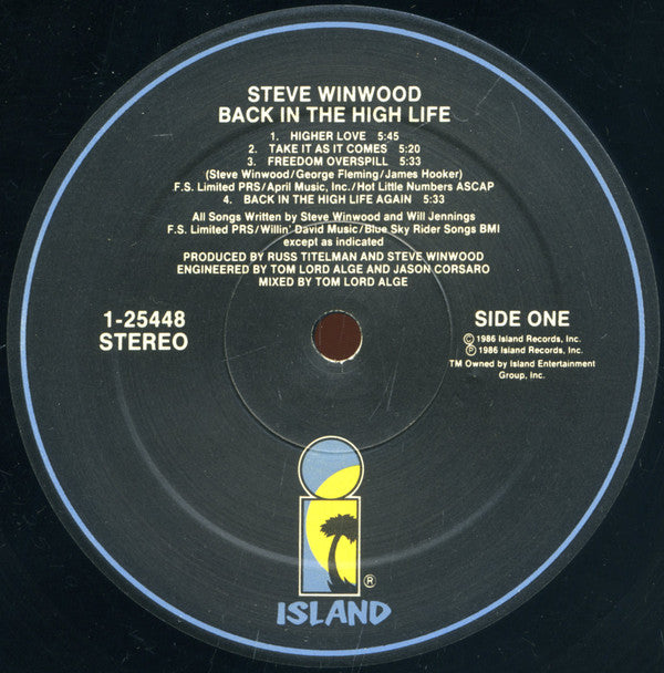 Steve Winwood : Back In The High Life (LP, Album, Spe)