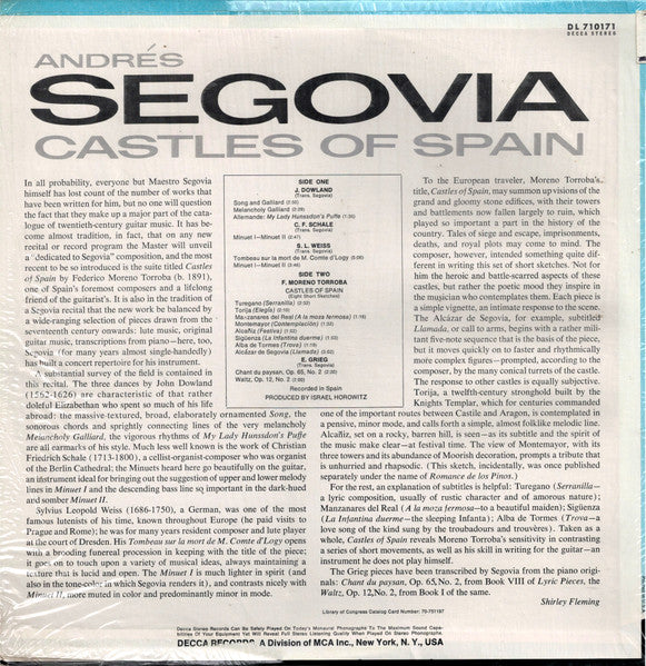 Andrés Segovia : Castles Of Spain (LP, Album, RE)