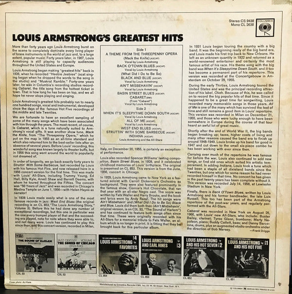 Louis Armstrong : Greatest Hits (LP, Comp, RP)