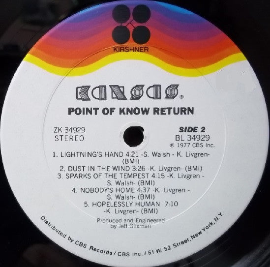 Kansas (2) : Point Of Know Return (LP, Album, RE, Pit)