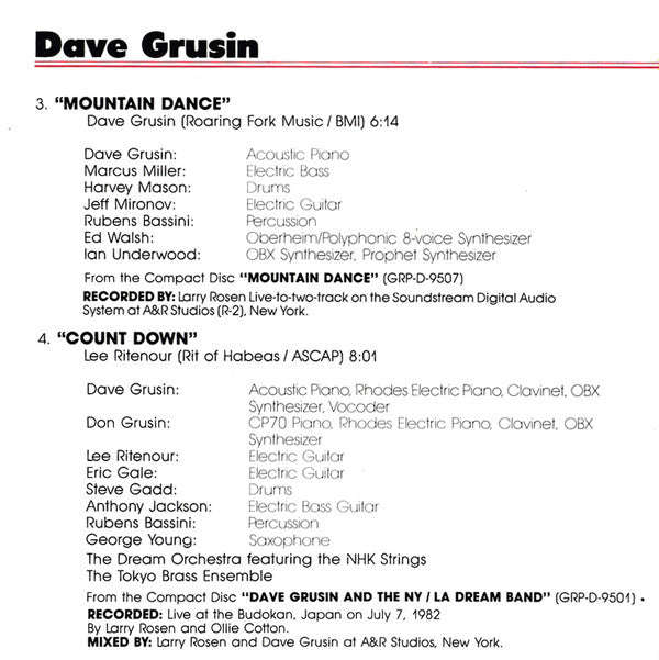 Various : GRP Digital Sampler Limited Edition Jazz Volume #1 (CD, Comp, Ltd, RP)