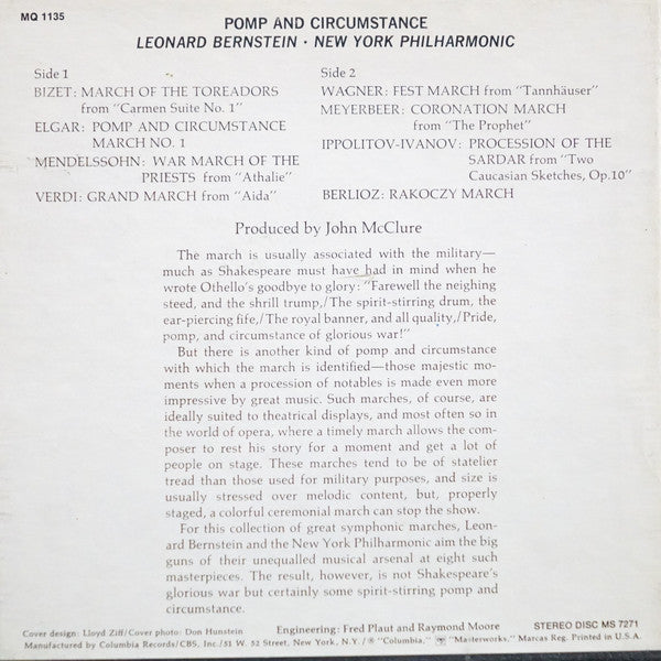 Leonard Bernstein / New York Philharmonic : Pomp And Circumstance - The Great Symphonic Marches (Reel, 4tr Stereo, 7" Reel)