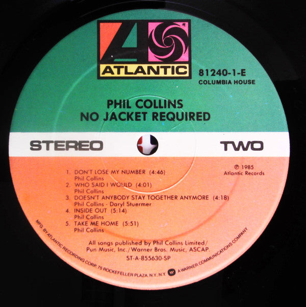 Phil Collins : No Jacket Required (LP, Album, Club, Col)