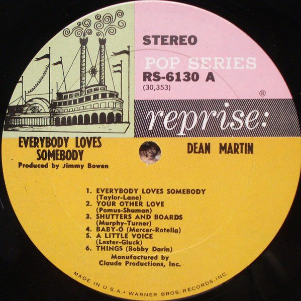 Dean Martin : Everybody Loves Somebody (LP, Album, Pit)