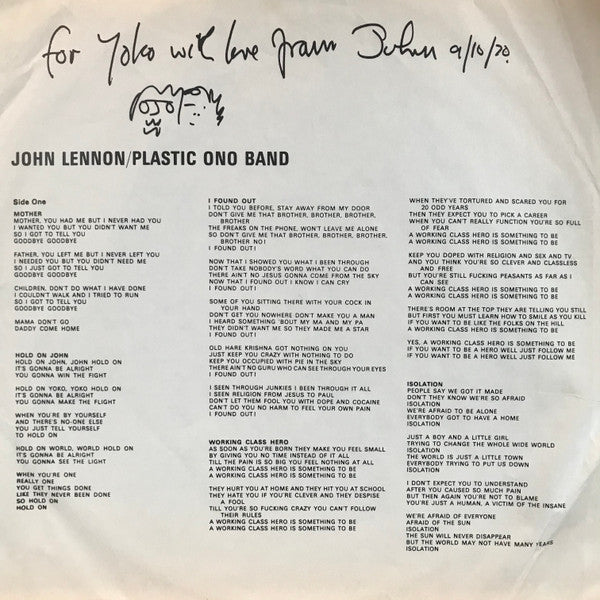 John Lennon / Plastic Ono Band* : John Lennon / Plastic Ono Band (LP, Album)