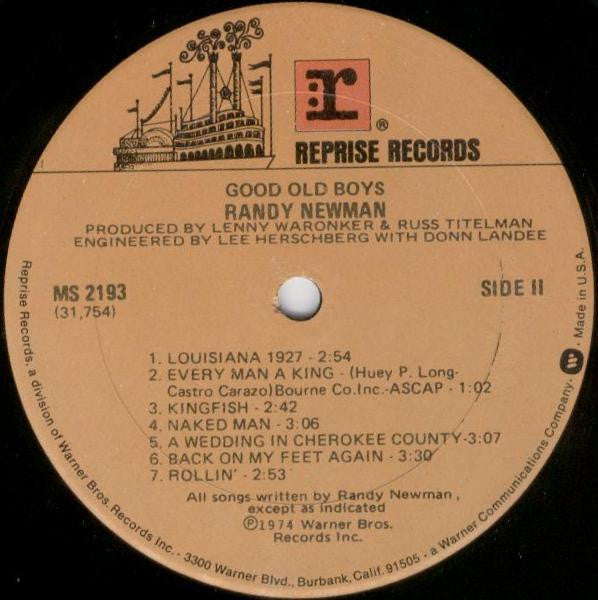 Randy Newman : Good Old Boys (LP, Album, RP, Gol)