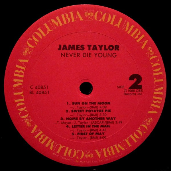 James Taylor (2) : Never Die Young (LP, Album, Car)