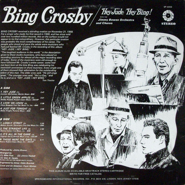 Bing Crosby With The Jimmy Bowen Orchestra And Chorus* : Hey Jude / Hey Bing! (LP, Album, RE)