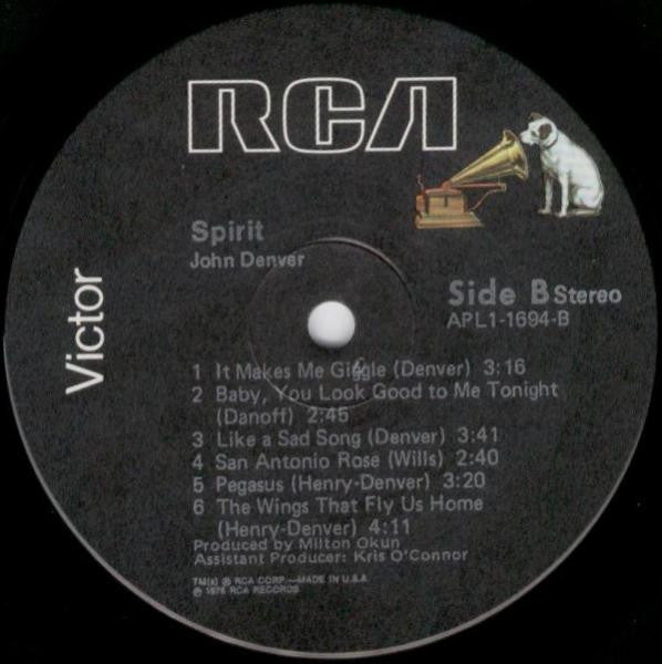 John Denver : Spirit (LP, Album, Ind)