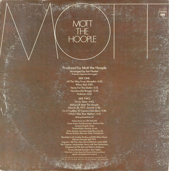 Mott The Hoople : Mott (LP, Album, Pit)