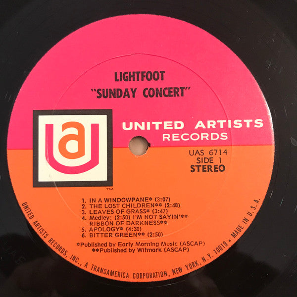 Gordon Lightfoot : Sunday Concert (LP, Album, All)