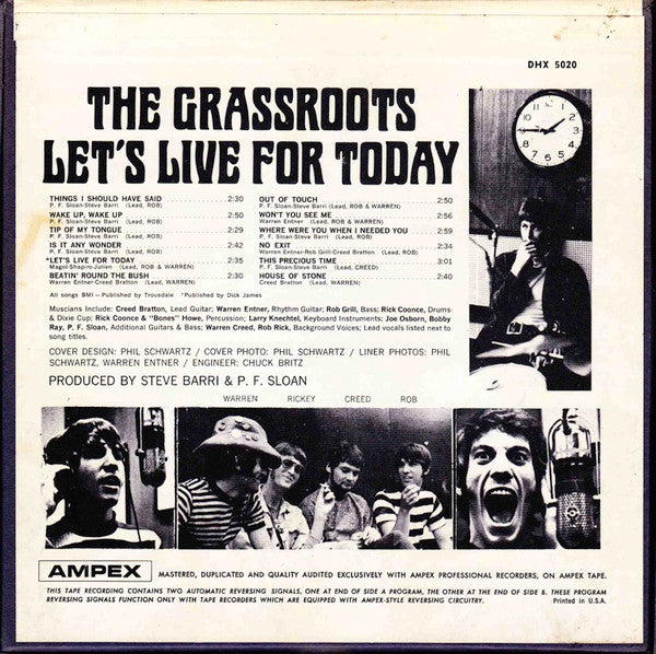 The Grass Roots : Let's Live For Today (Reel, 4tr Stereo, 7" Reel, Album)