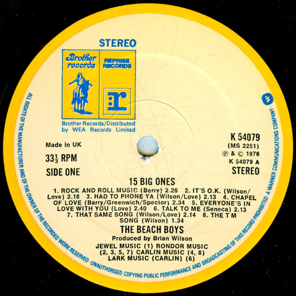 The Beach Boys : 15 Big Ones (LP, Album, Gat)