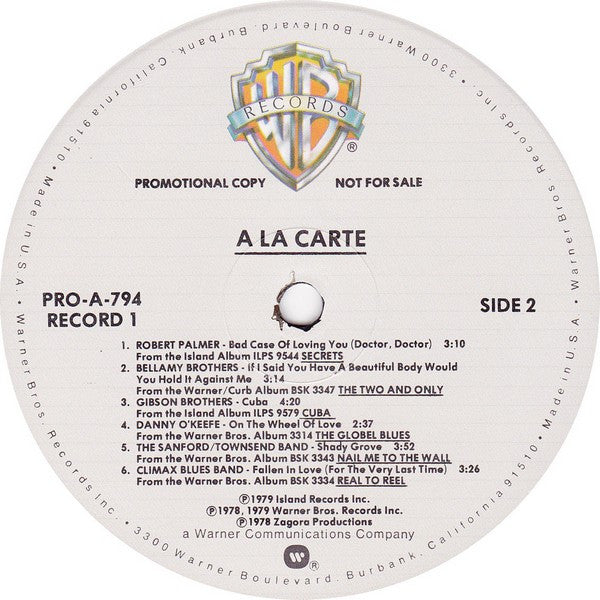 Various : A La Carte (2xLP, Comp, Promo, Smplr, All)