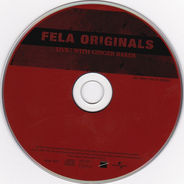 Fela Ransome-Kuti* And The Africa '70* With Ginger Baker : Live! (CD, Album, RM)